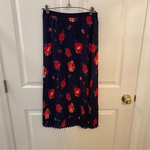 BABATON Pleated Floral Midi Skirt NWOT